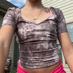 raspberry cream and gray-purple Lululemon size 0 workout top